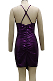 Purple Night Club Sling V Neck Slim Fitting Sexy Dress SMR10093-2