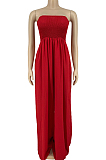 Red Fashion Sexy Boot Tube Top Shirred Detail Wide Leg Jumpsuits DN8615-3