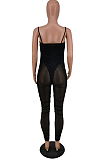 Black Sexy Fashion Net Yarn Sling Slim Fitting Two Piece PU6083