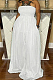 White Fashion Sexy Boot Tube Top Shirred Detail Wide Leg Jumpsuits DN8615-2