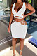 White Euramerican Women Pure Color Bandage Hollow Out Sexy Skirts Sets Q903-1