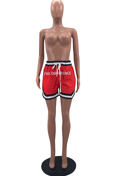 Red Fshion Sports Summer Football Shorts W8382-2