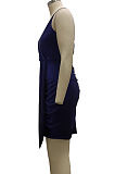 Blue Night Club Sling V Neck Slim Fitting Sexy Dress SMR10093-1