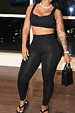 Black Euramerican Fashion Pure Color Yoge Household To Take Sports Sets DN8621-2