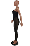 Black Sexy Fashion Net Yarn Sling Slim Fitting Two Piece PU6083