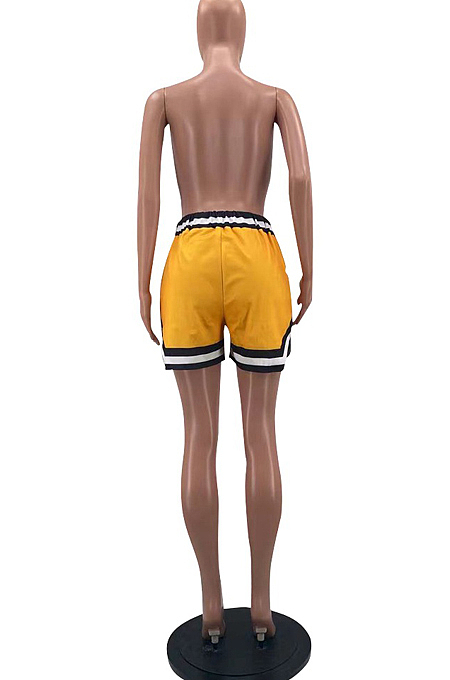 Yellow Fshion Sports Summer Football Shorts W8382-1