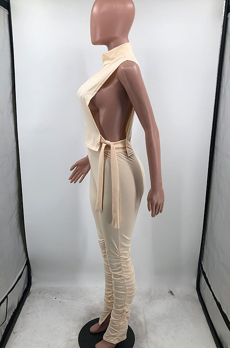 Euramerican Women Sexy Top Hollow Out Ruffle Pants Sets HYM86809