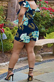 Flower White Euramerican Women Fashion Printing Romper Shorts PY825-3