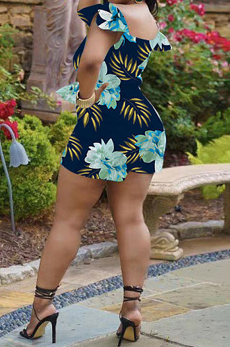 Flower White Euramerican Women Fashion Printing Romper Shorts PY825-3