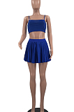 Blue Summer Fashion Sling Tank Pleated Skirt Tennis Sets W8392-2