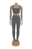 Grey Euramerican Fashion Pure Color Yoge Household To Take Sports Sets DN8621-1