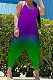 Gradient Purple Green Women Sexy Gradient Printing Casual Jumpsuits PY826-3