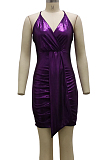 Purple Night Club Sling V Neck Slim Fitting Sexy Dress SMR10093-2