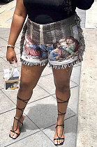 Figure Casual Trendy Psoitioning Printing Colorful Pattern Tassel Shorts MLM9074-5