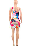 Orange Women Sexy Hollow out Drawsting Mini Dress PY0827-1