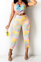 Yellow Color Women Ring Sexy Hollow Out PrintingBodycon Jumpsuits PY0830-2