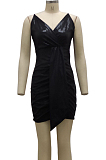 Black Night Club Sling V Neck Slim Fitting Sexy Dress SMR10093-3