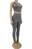 Grey Euramerican Fashion Pure Color Yoge Household To Take Sports Sets DN8621-1
