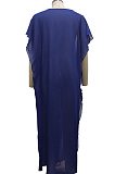 Blue Summer Fashion Pearl Chiffon Prevent Bask In Dress SMR10091-3