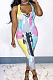 Color Ink Graffiti Print Sexy V Neck Tank Dress WM2164-1