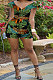 Flower Green Euramerican Women Fashion Printing Romper Shorts PY825-4