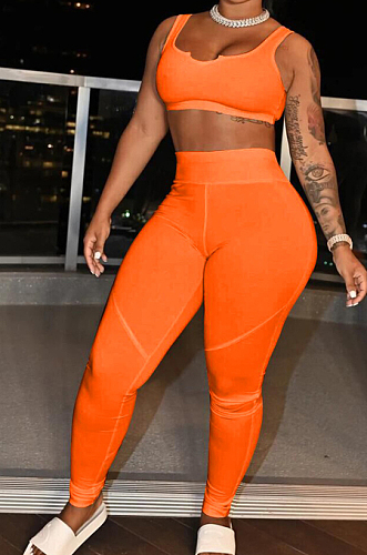 Orange Euramerican Fashion Pure Color Yoge Household To Take Sports Sets DN8621-5