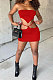 Red Women Chest Wrap Triangular Bandage Hollow Out Sexy Skirts Sets Q889-3
