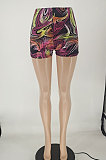 Red Black Euramerican Women Fashion Printing Tight Casual Shorts NL6081-1
