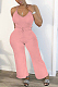 Pink Euramerican Cute Pure Color Sling Wide Leg Jumpsuits MTY6560-2