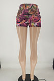 Red Black Euramerican Women Fashion Printing Tight Casual Shorts NL6081-1