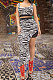 White Euramerican Women Fashion Sexy Stripe Printing Skirts Sets PY819-1