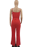 Red Euramerican Cute Pure Color Sling Wide Leg Jumpsuits MTY6560-4