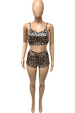 Gold Leopard Women Nightwear Condole Belt Printing Shorts Sets Q888-1