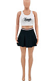 White Black Fashion Tennis Slim Fitting Sport Vest Skirts Sets PY818-2