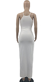 White Sexy Summer Sling Holle Out Open Fork Long Dress PQ8052-1
