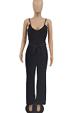 Black Euramerican Cute Pure Color Sling Wide Leg Jumpsuits MTY6560-1