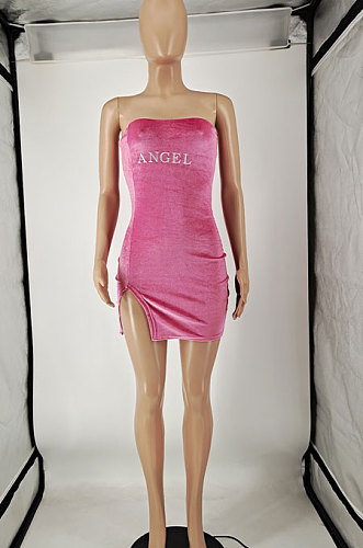 Trendy Women Sexy Chest Wrap Embroidered Mini Dress NL6082
