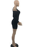 Black Fashion Sexy Pure Color Off Shoulder Mini Dress PQ8053
