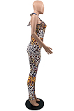 Leopard Print Night Club Casual Halter Neck Sexy Bodycon Jumpsuits QSS51019