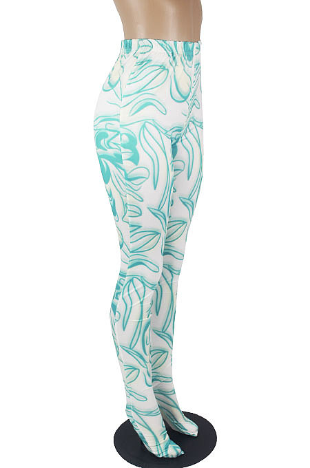 Green Women Sexy Fashion Pattern Printing High Waist Pantihose SDD9518-1