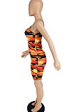 Printing Dew Waist Condole Belt Sleeveless Romper Shorts BYL72000