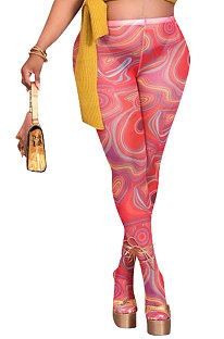 Red Women Sexy Fashion Pattern Printing High Waist Pantihose SDD9518-2