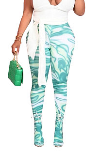 Green Women Sexy Fashion Pattern Printing High Waist Pantihose SDD9518-1