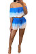Blue Trendy Women Tie Dye Gradient Shorts Sets BYL9002-2