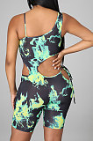 Green Women Hollow Out Romper Shorts BYL9017