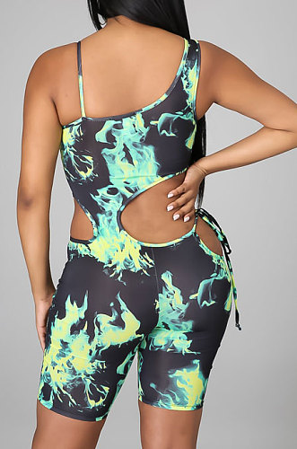Green Women Hollow Out Romper Shorts BYL9017