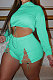 Cyan Women Elastic Band Autumn Winter Long Sleeve HoodiesTop Sports Casual Shorts Sets NK255-6