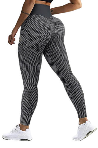 Honeycomb Jacquard Weave Yoga Lady High Waist Sport Carry Buttock Fitness Pants SFM0255