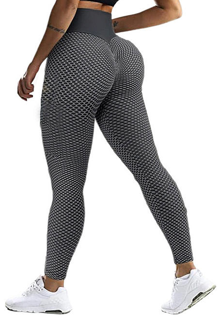 Honeycomb Jacquard Weave Yoga Lady High Waist Sport Carry Buttock Fitness Pants SFM0255