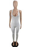 White Sexy Casual Pit Bar Bodycon Jumpsuits MLL174-1